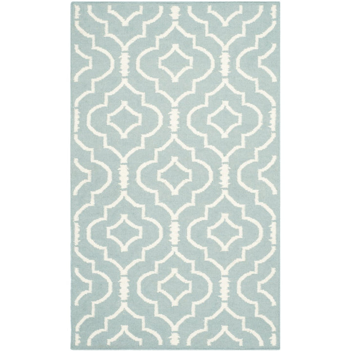 SAFAVIEH Dhurries DHU637C Light Blue / Ivory Rug Image 1