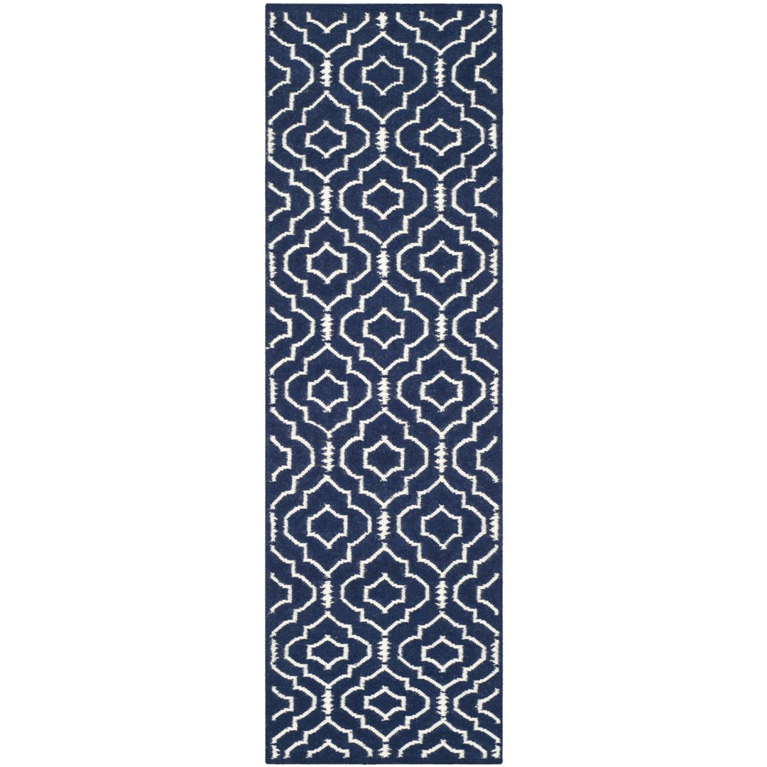 SAFAVIEH Dhurries DHU637D Handwoven Navy / Ivory Rug Image 1