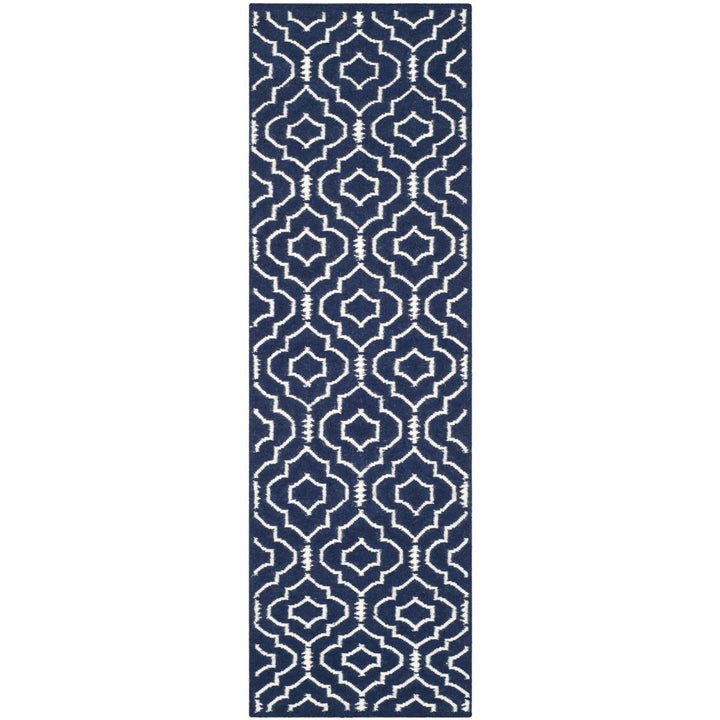 SAFAVIEH Dhurries DHU637D Handwoven Navy / Ivory Rug Image 1