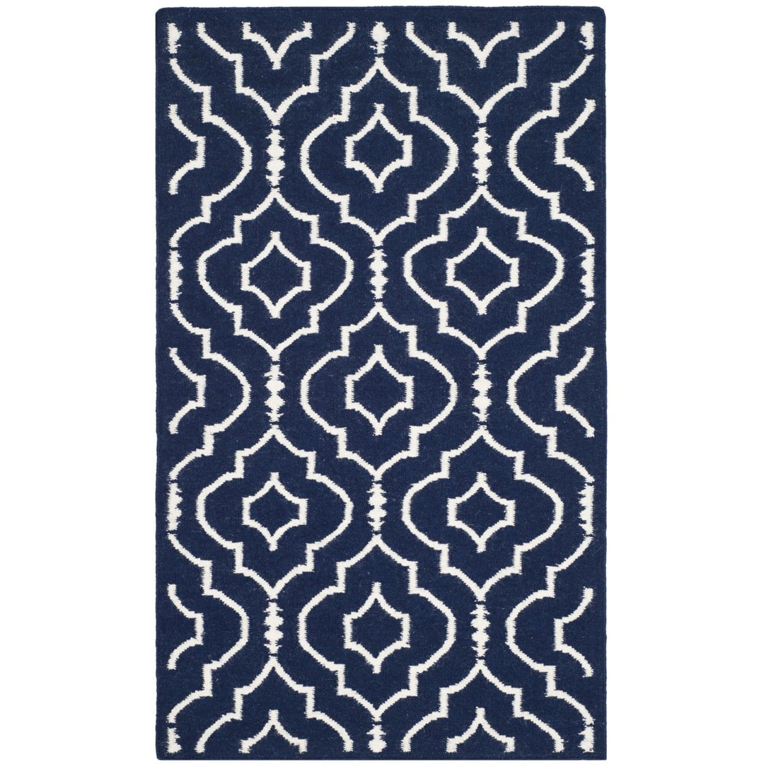 SAFAVIEH Dhurries DHU637D Handwoven Navy / Ivory Rug Image 1