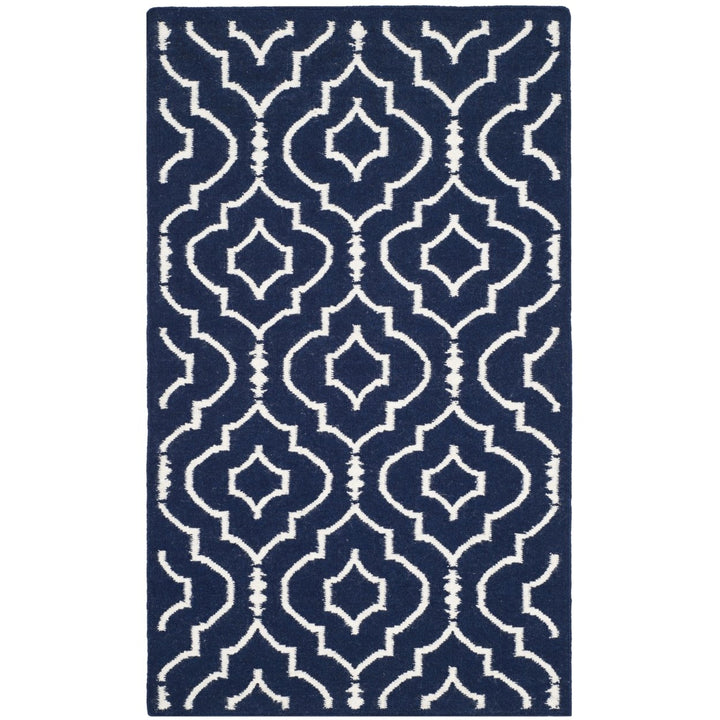 SAFAVIEH Dhurries DHU637D Handwoven Navy / Ivory Rug Image 1