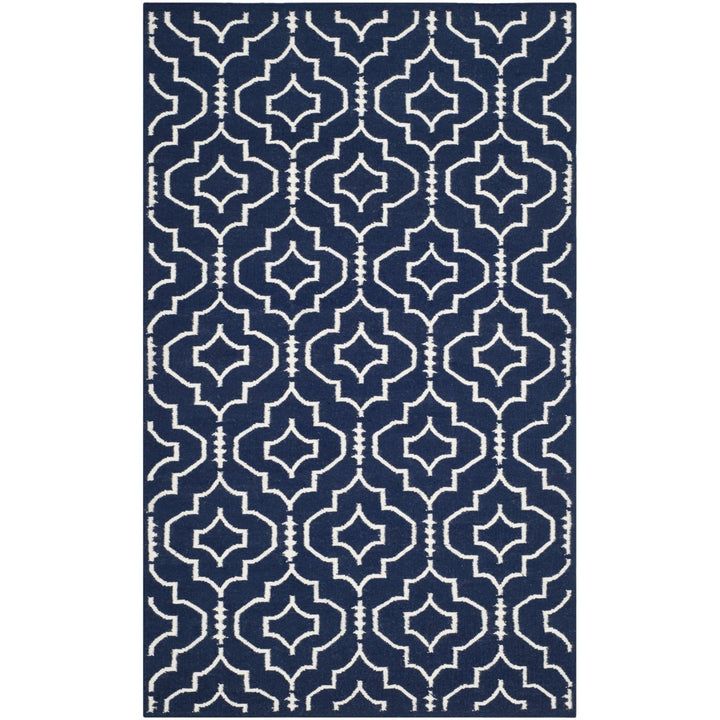 SAFAVIEH Dhurries DHU637D Handwoven Navy / Ivory Rug Image 1