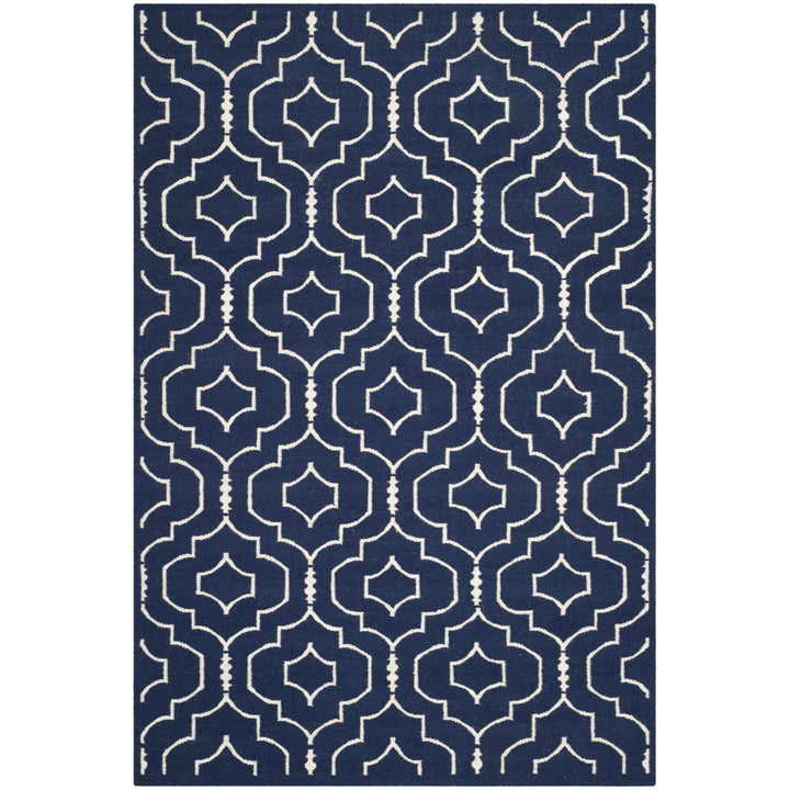 SAFAVIEH Dhurries DHU637D Handwoven Navy / Ivory Rug Image 1