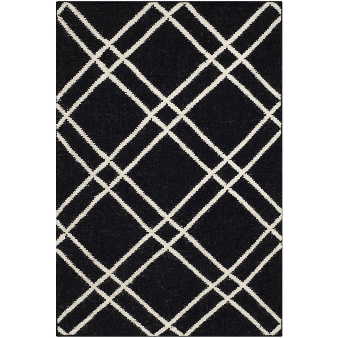 SAFAVIEH Dhurries DHU638A Handwoven Black / Ivory Rug Image 1