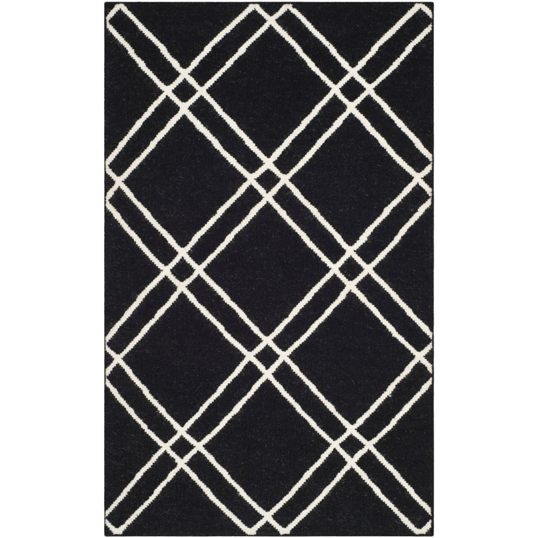 SAFAVIEH Dhurries DHU638A Handwoven Black / Ivory Rug Image 1