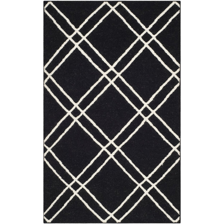 SAFAVIEH Dhurries DHU638A Handwoven Black / Ivory Rug Image 1