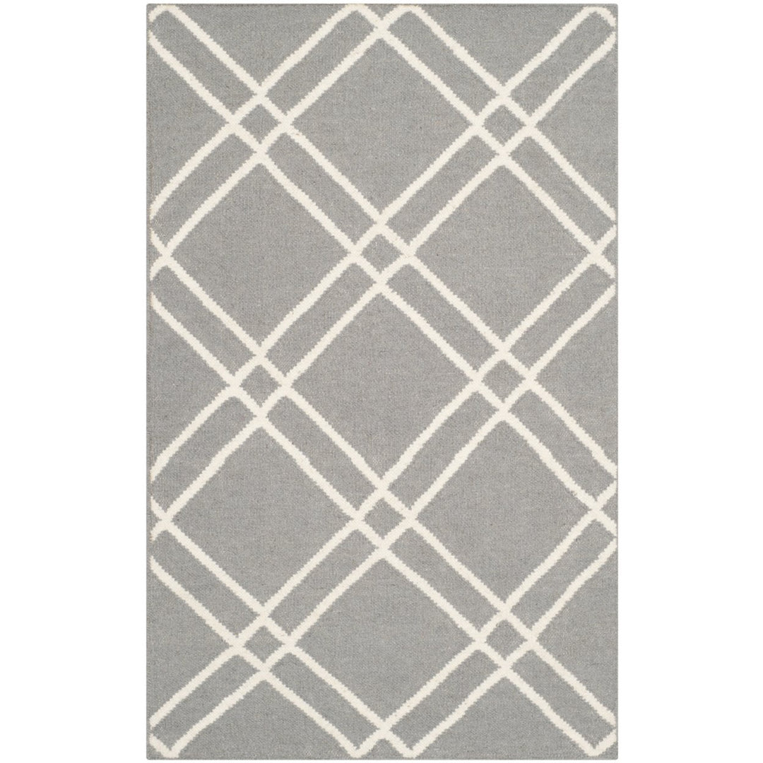 SAFAVIEH Dhurries DHU638B Handwoven Grey / Ivory Rug Image 1