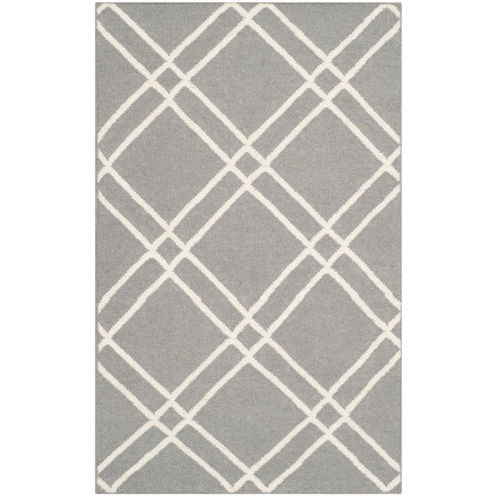 SAFAVIEH Dhurries DHU638B Handwoven Grey / Ivory Rug Image 1