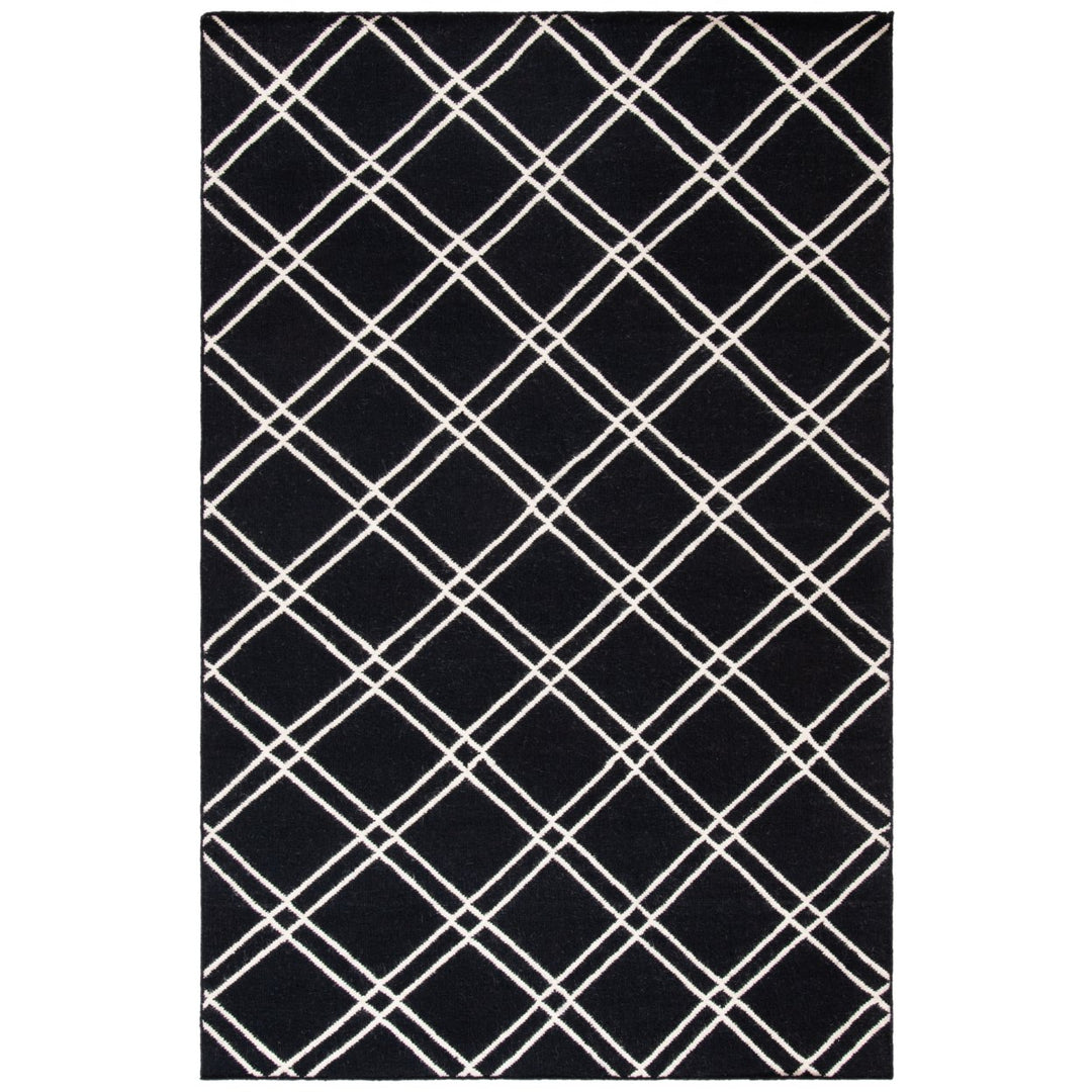 SAFAVIEH Dhurries DHU638A Handwoven Black / Ivory Rug Image 1