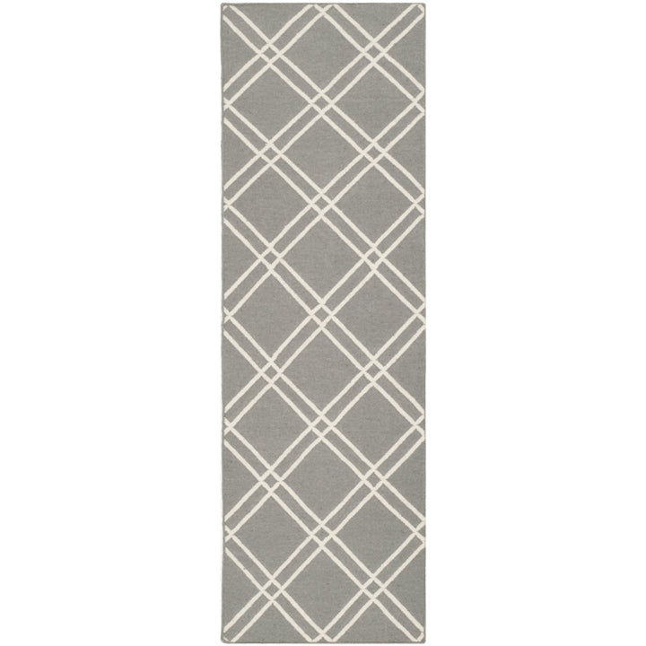 SAFAVIEH Dhurries DHU638B Handwoven Grey / Ivory Rug Image 1