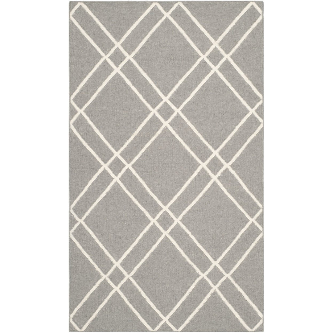 SAFAVIEH Dhurries DHU638B Handwoven Grey / Ivory Rug Image 1