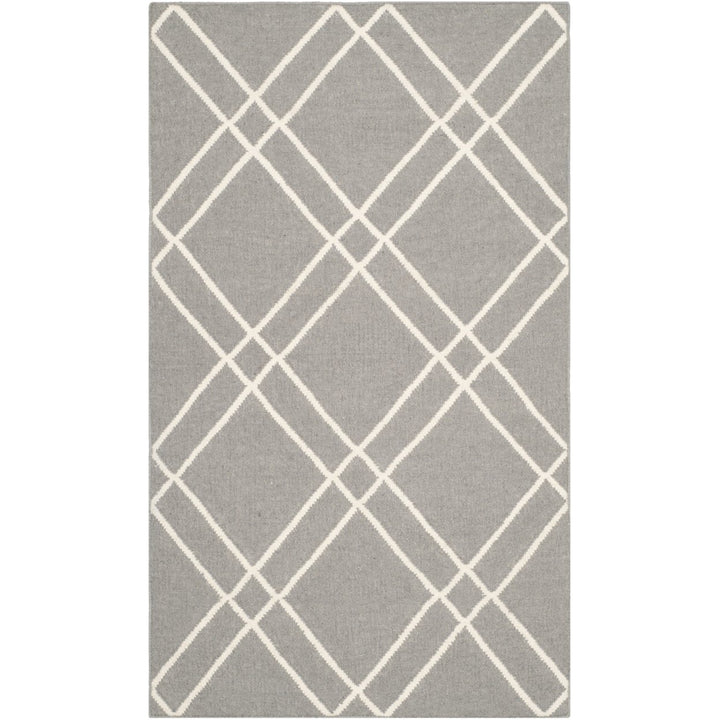 SAFAVIEH Dhurries DHU638B Handwoven Grey / Ivory Rug Image 1