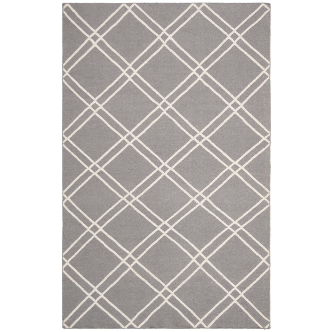 SAFAVIEH Dhurries DHU638B Handwoven Grey / Ivory Rug Image 1