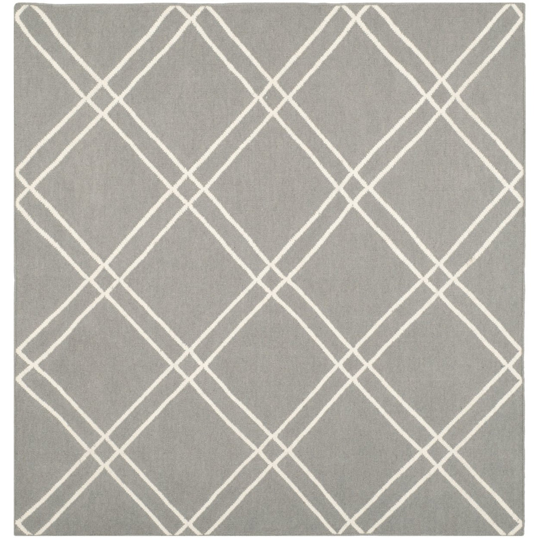 SAFAVIEH Dhurries DHU638B Handwoven Grey / Ivory Rug Image 1