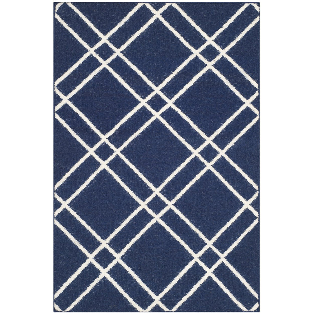 SAFAVIEH Dhurries DHU638D Handwoven Navy / Ivory Rug Image 1