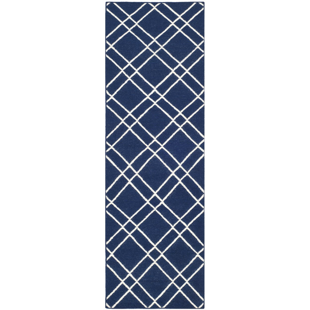 SAFAVIEH Dhurries DHU638D Handwoven Navy / Ivory Rug Image 1