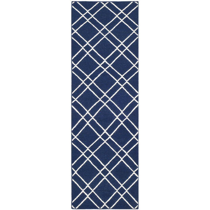 SAFAVIEH Dhurries DHU638D Handwoven Navy / Ivory Rug Image 1