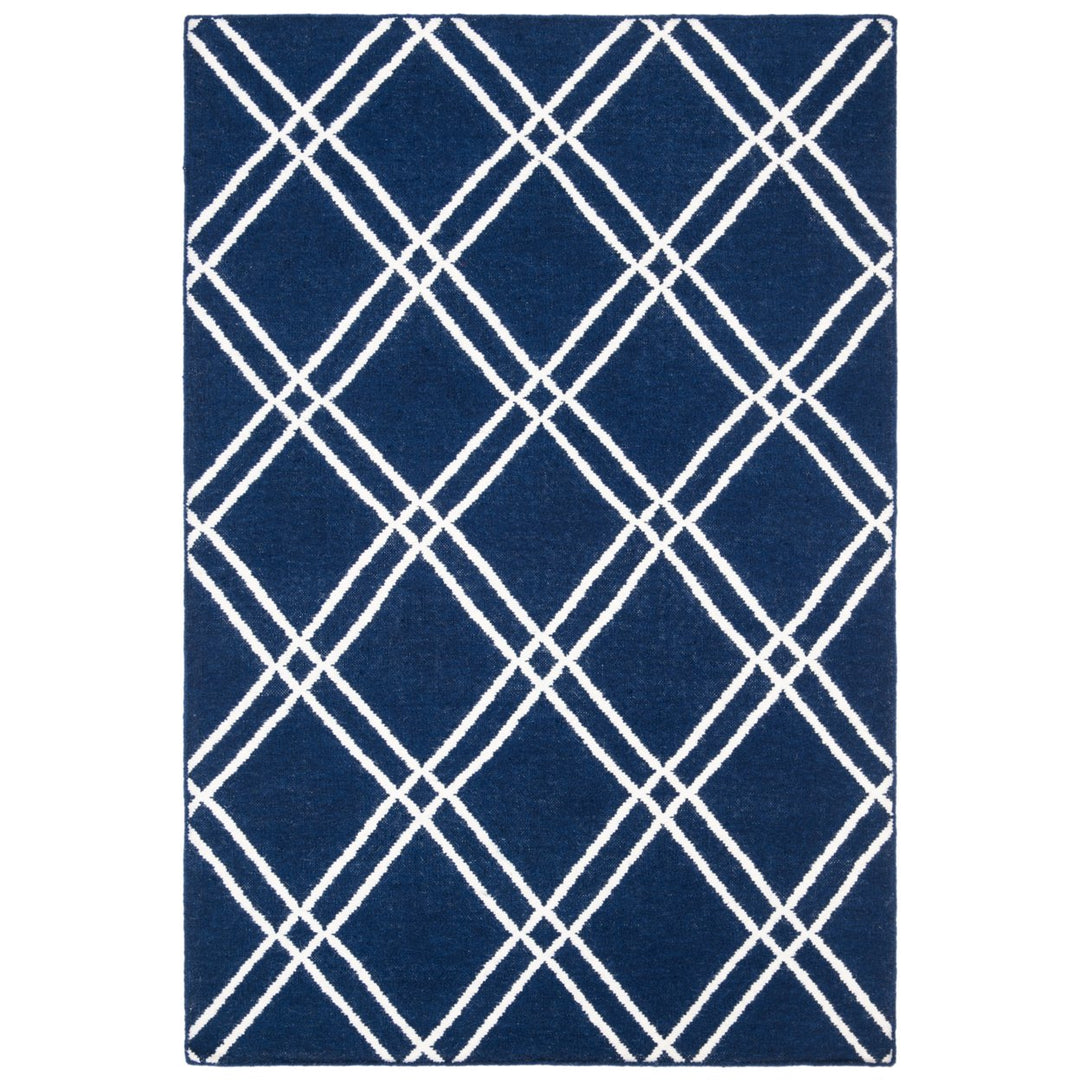 SAFAVIEH Dhurries DHU638D Handwoven Navy / Ivory Rug Image 1