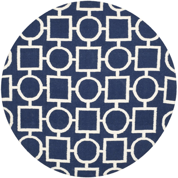 SAFAVIEH Dhurries DHU639D Handwoven Navy / Ivory Rug Image 1