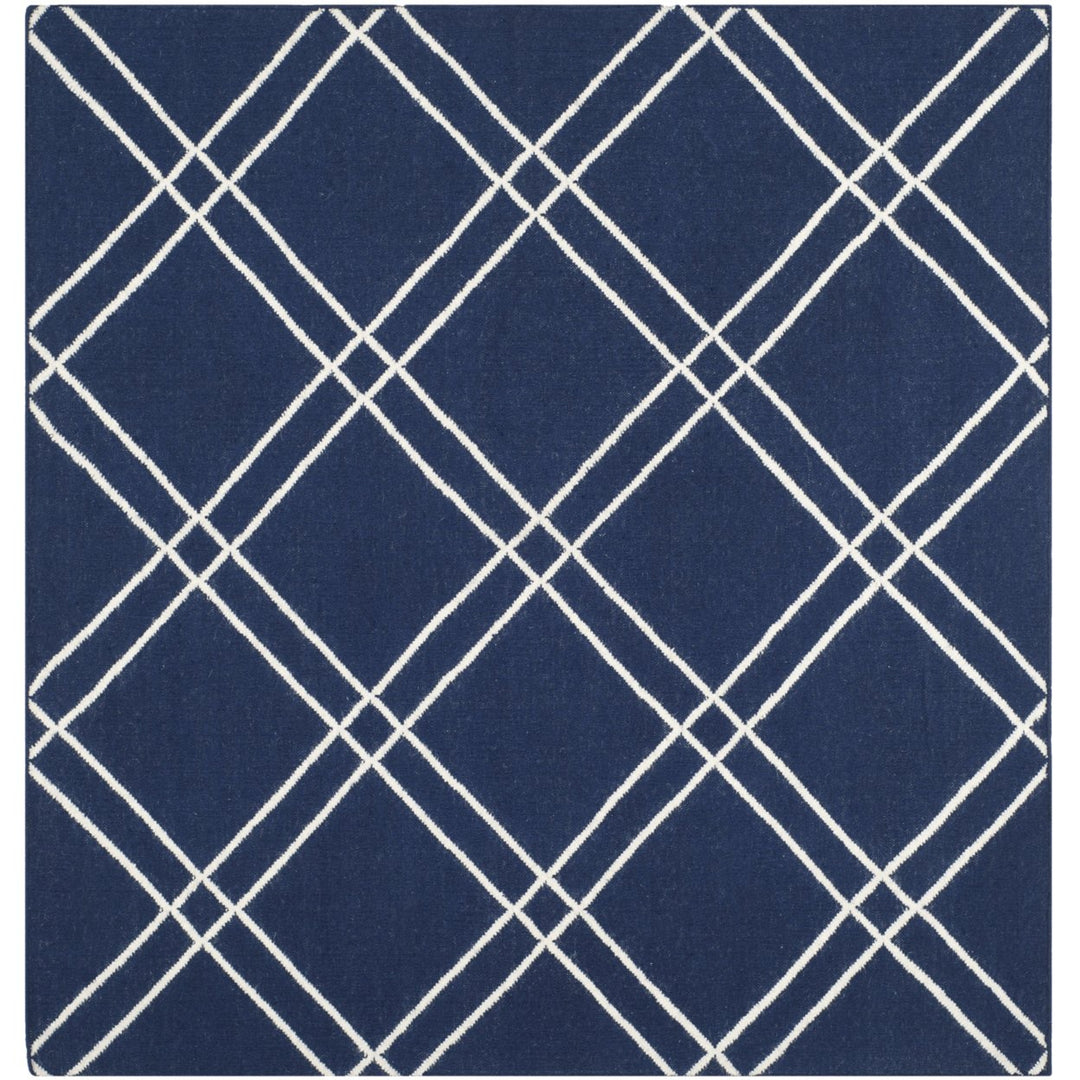 SAFAVIEH Dhurries DHU638D Handwoven Navy / Ivory Rug Image 1