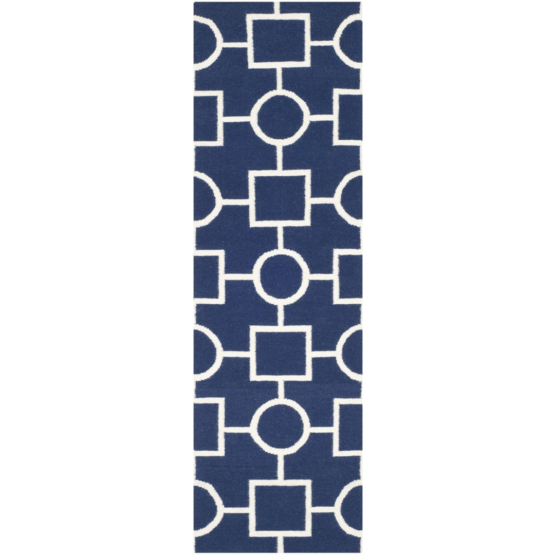 SAFAVIEH Dhurries DHU639D Handwoven Navy / Ivory Rug Image 1