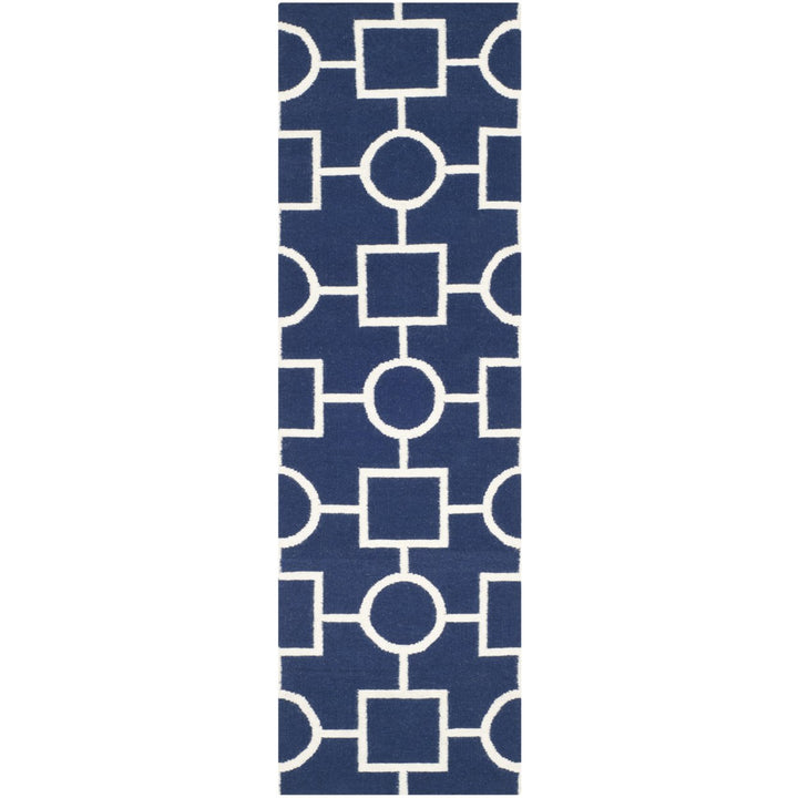 SAFAVIEH Dhurries DHU639D Handwoven Navy / Ivory Rug Image 1