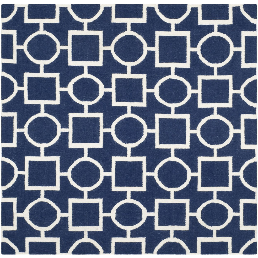 SAFAVIEH Dhurries DHU639D Handwoven Navy / Ivory Rug Image 1