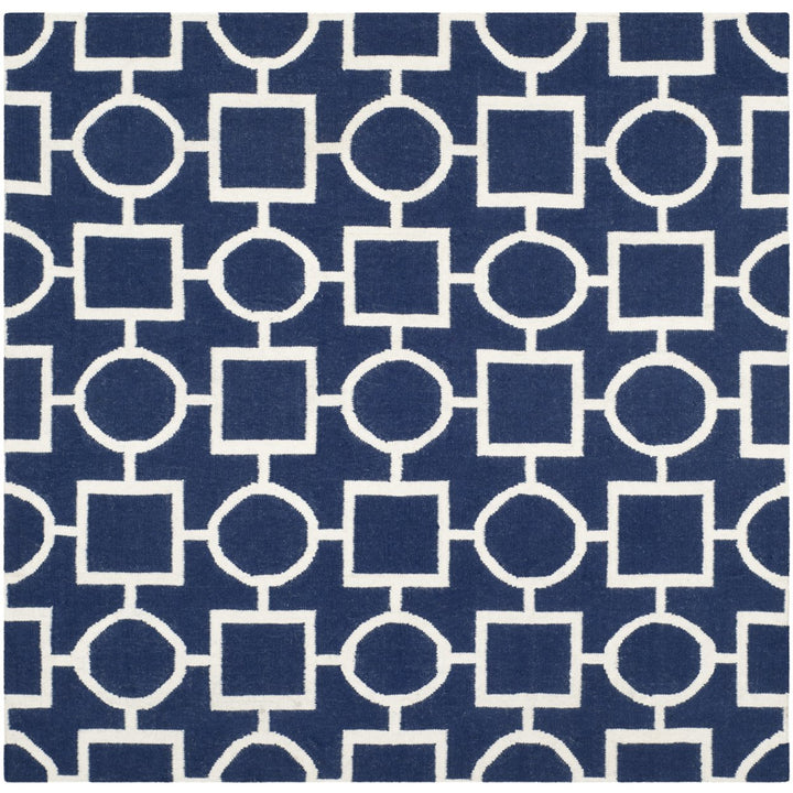 SAFAVIEH Dhurries DHU639D Handwoven Navy / Ivory Rug Image 1