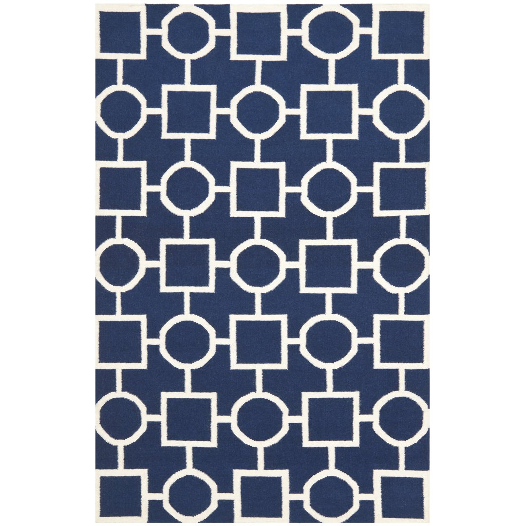 SAFAVIEH Dhurries DHU639D Handwoven Navy / Ivory Rug Image 1