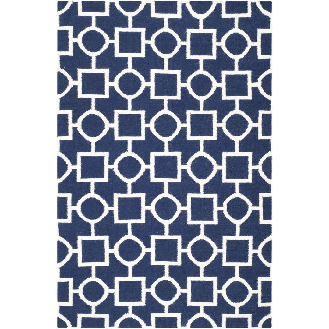 SAFAVIEH Dhurries DHU639D Handwoven Navy / Ivory Rug Image 1