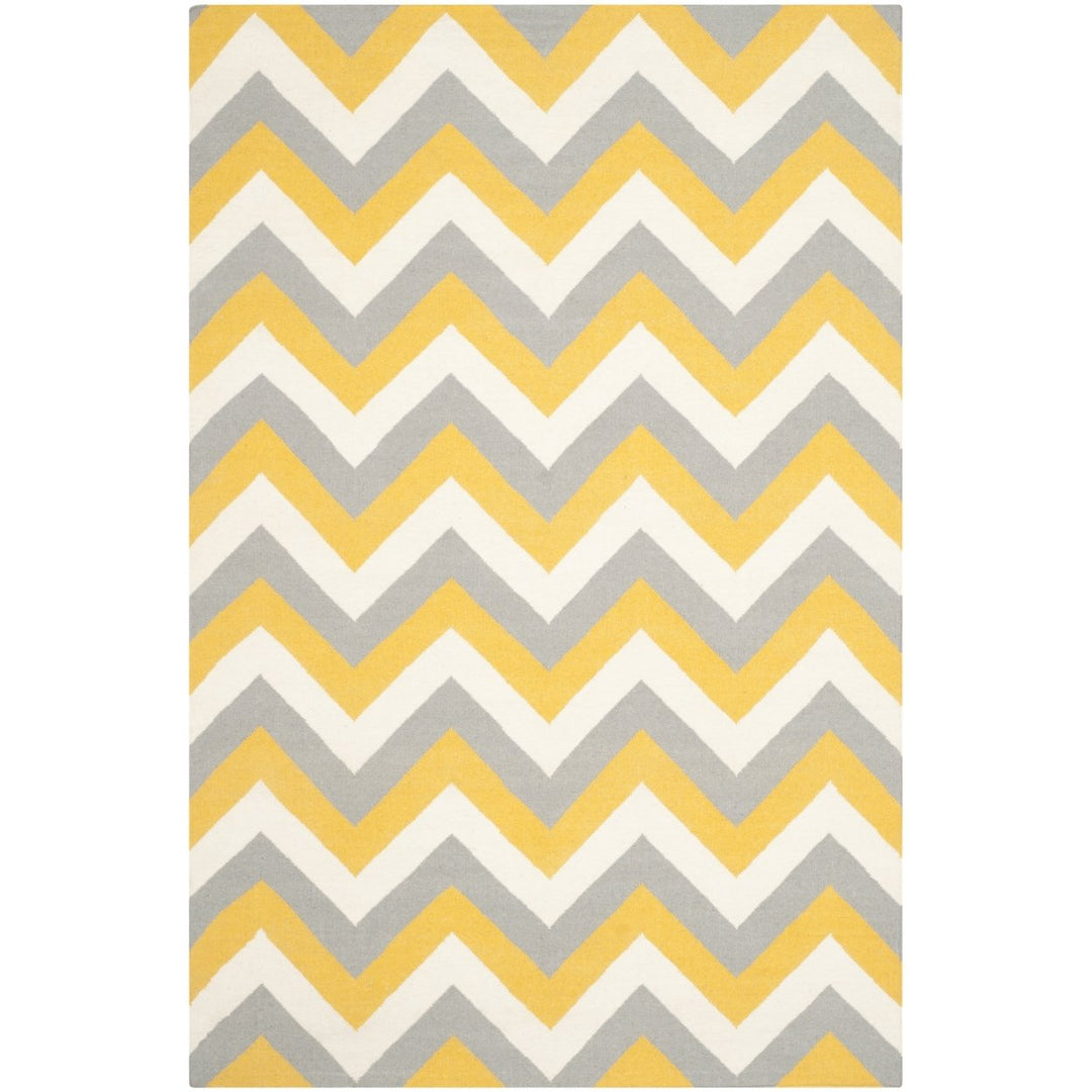 SAFAVIEH Dhurries DHU640A Handwoven Gold / Grey Rug Image 1