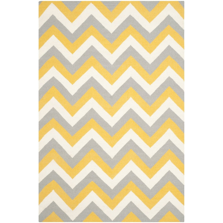 SAFAVIEH Dhurries DHU640A Handwoven Gold / Grey Rug Image 1