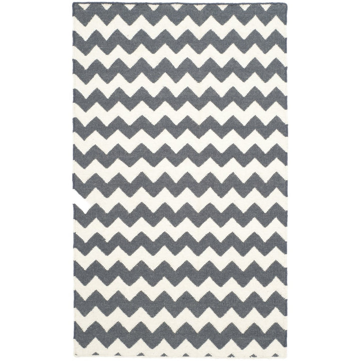 SAFAVIEH Dhurries DHU644B Handwoven Ivory / Charcoal Rug Image 1