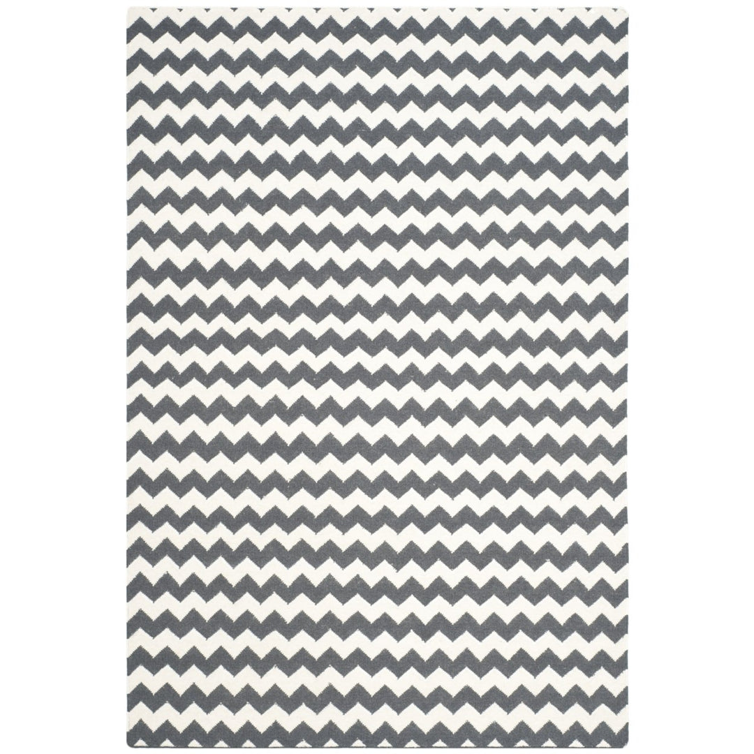 SAFAVIEH Dhurries DHU644B Handwoven Ivory / Charcoal Rug Image 1