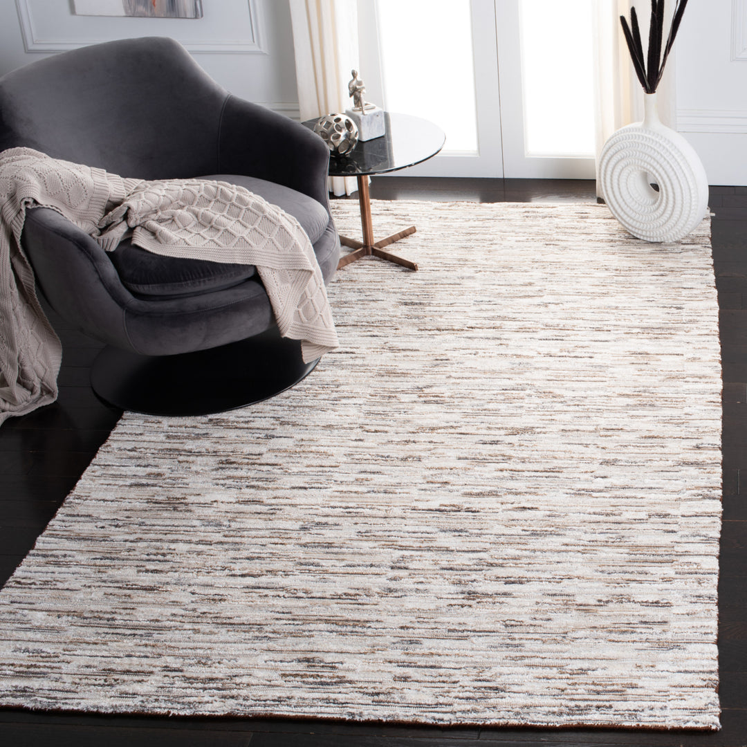 SAFAVIEH Elements ELM202T Handmade Brown / Light Grey Rug Image 1