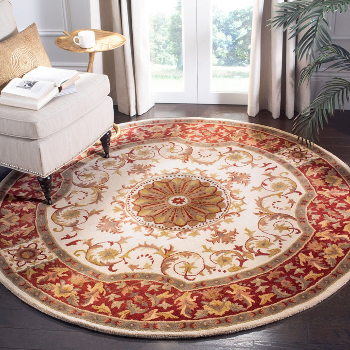 SAFAVIEH Empire EM459A Handmade Ivory / Red Rug Image 11