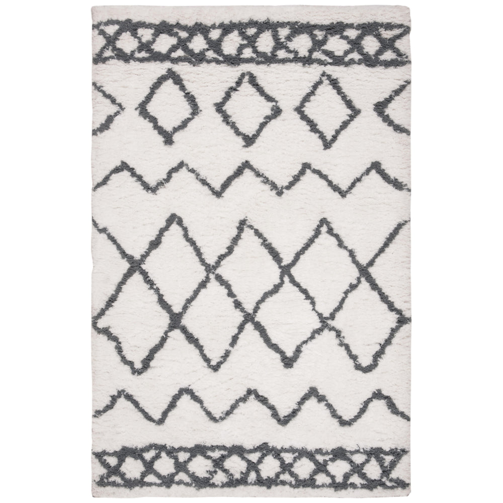 SAFAVIEH Equinox Shag EQS711A Handmade Cream / Grey Rug Image 2