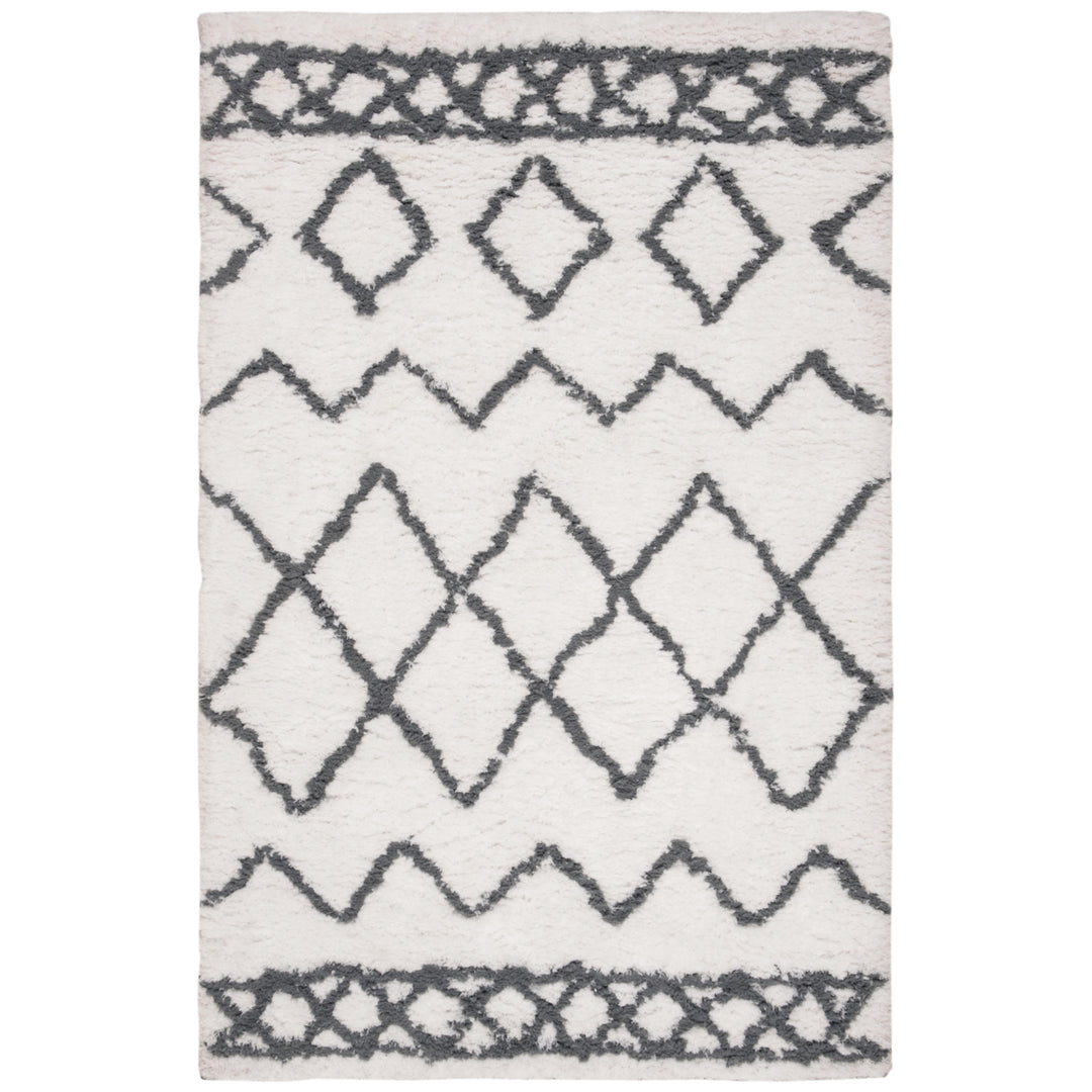 SAFAVIEH Equinox Shag EQS711A Handmade Cream / Grey Rug Image 2