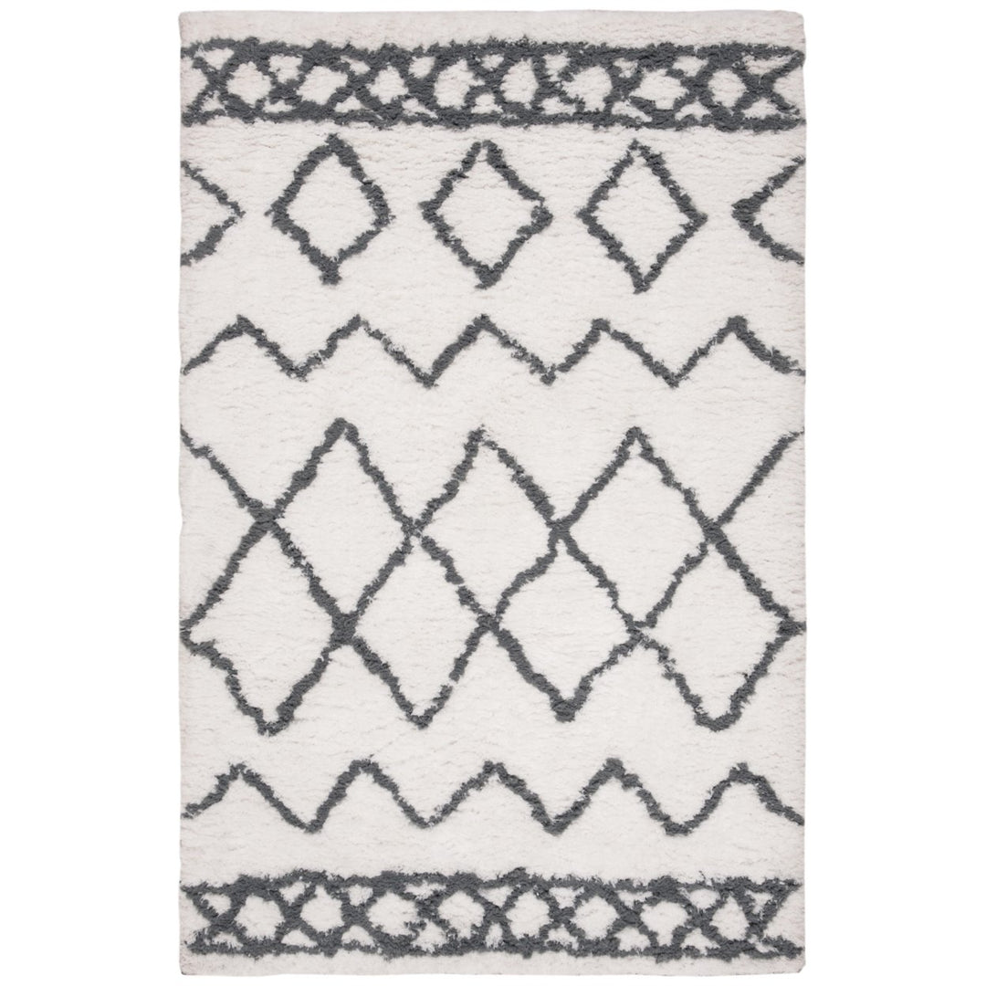 SAFAVIEH Equinox Shag EQS711A Handmade Cream / Grey Rug Image 1