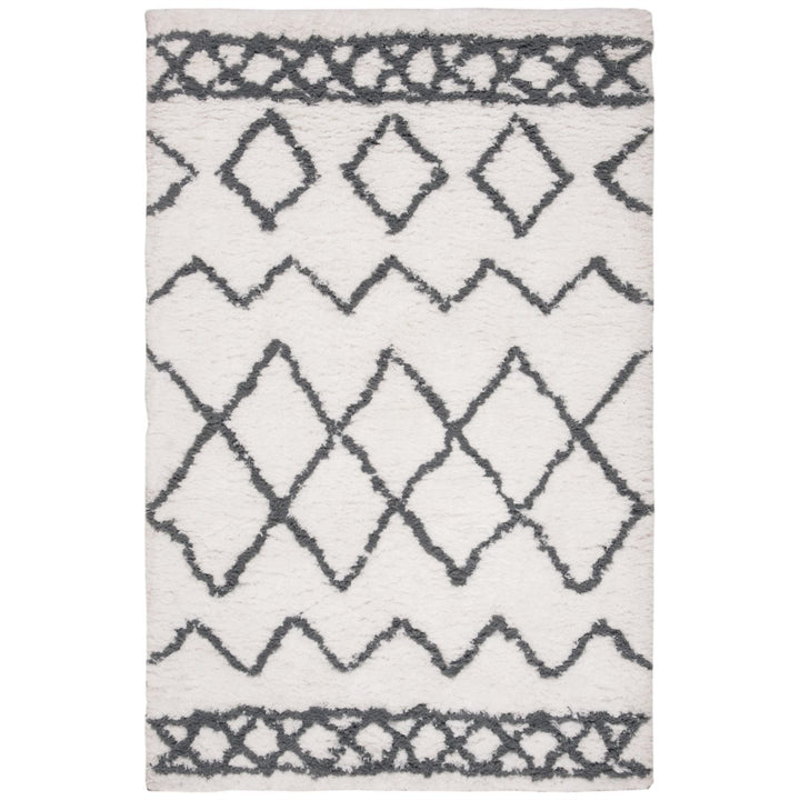 SAFAVIEH Equinox Shag EQS711A Handmade Cream / Grey Rug Image 1