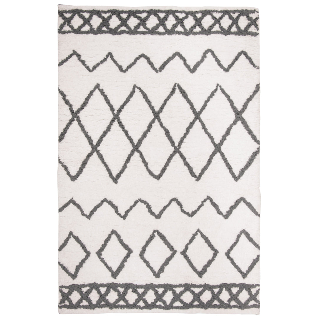 SAFAVIEH Equinox Shag EQS711A Handmade Cream / Grey Rug Image 4