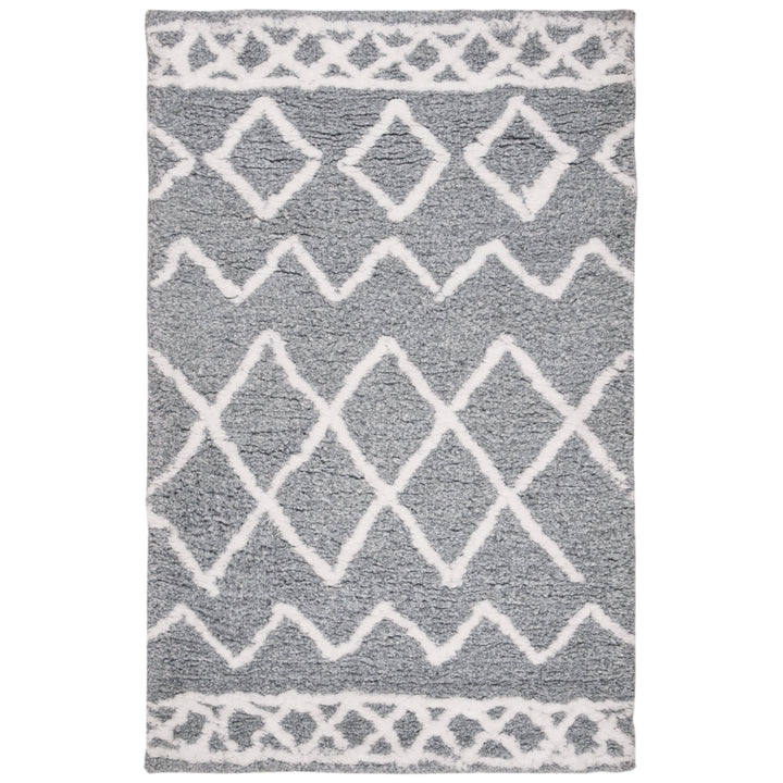 SAFAVIEH Equinox Shag EQS711F Handmade Grey / Cream Rug Image 2