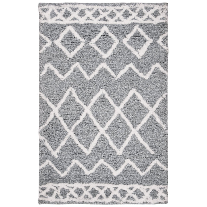 SAFAVIEH Equinox Shag EQS711F Handmade Grey / Cream Rug Image 1