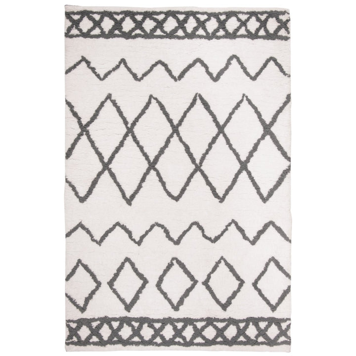 SAFAVIEH Equinox Shag EQS711A Handmade Cream / Grey Rug Image 1