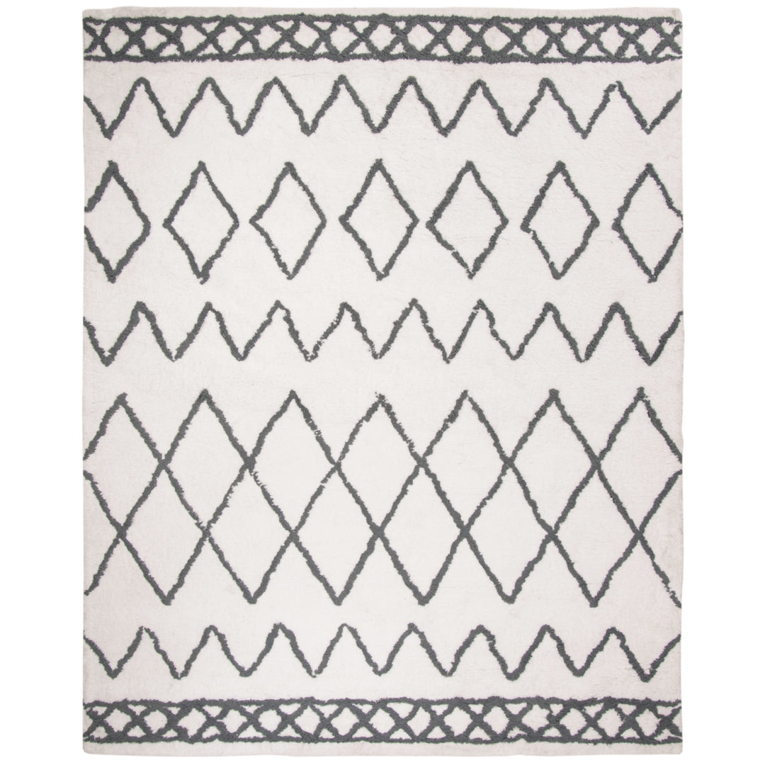 SAFAVIEH Equinox Shag EQS711A Handmade Cream / Grey Rug Image 6