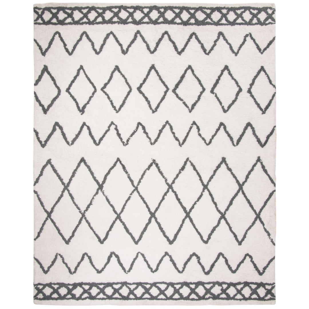 SAFAVIEH Equinox Shag EQS711A Handmade Cream / Grey Rug Image 1