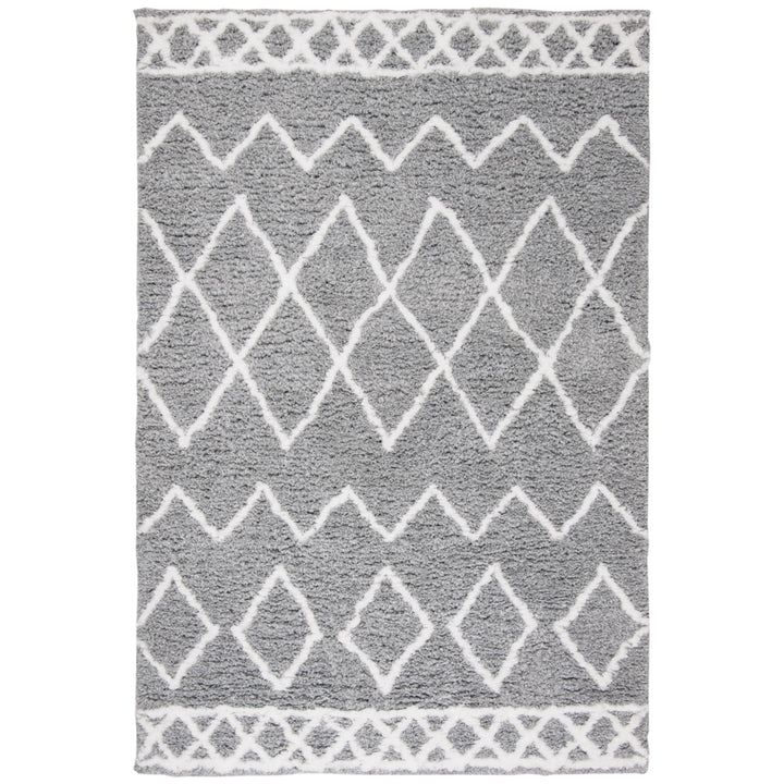 SAFAVIEH Equinox Shag EQS711F Handmade Grey / Cream Rug Image 4