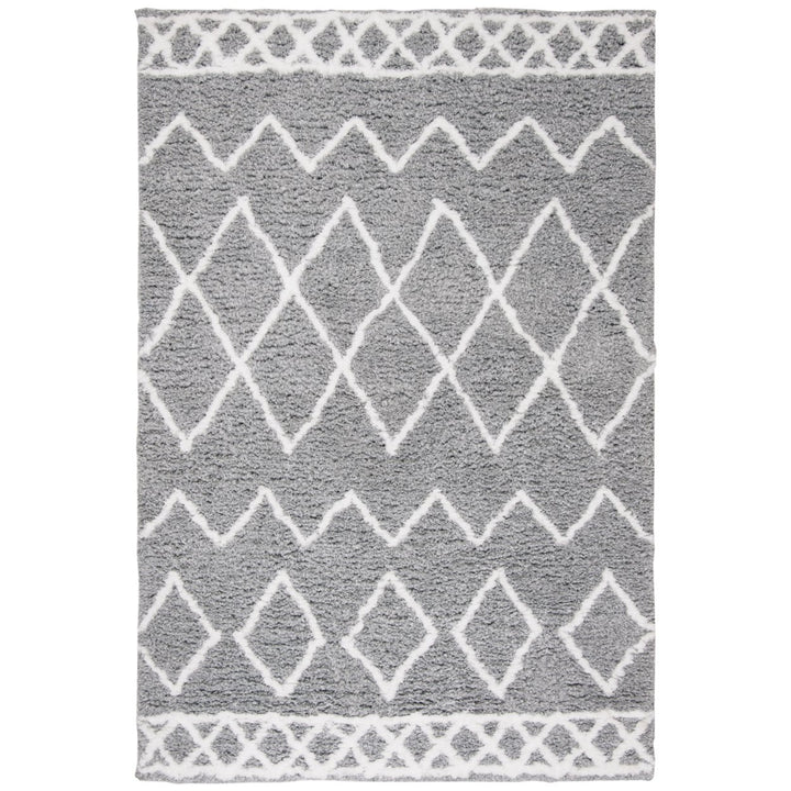 SAFAVIEH Equinox Shag EQS711F Handmade Grey / Cream Rug Image 1