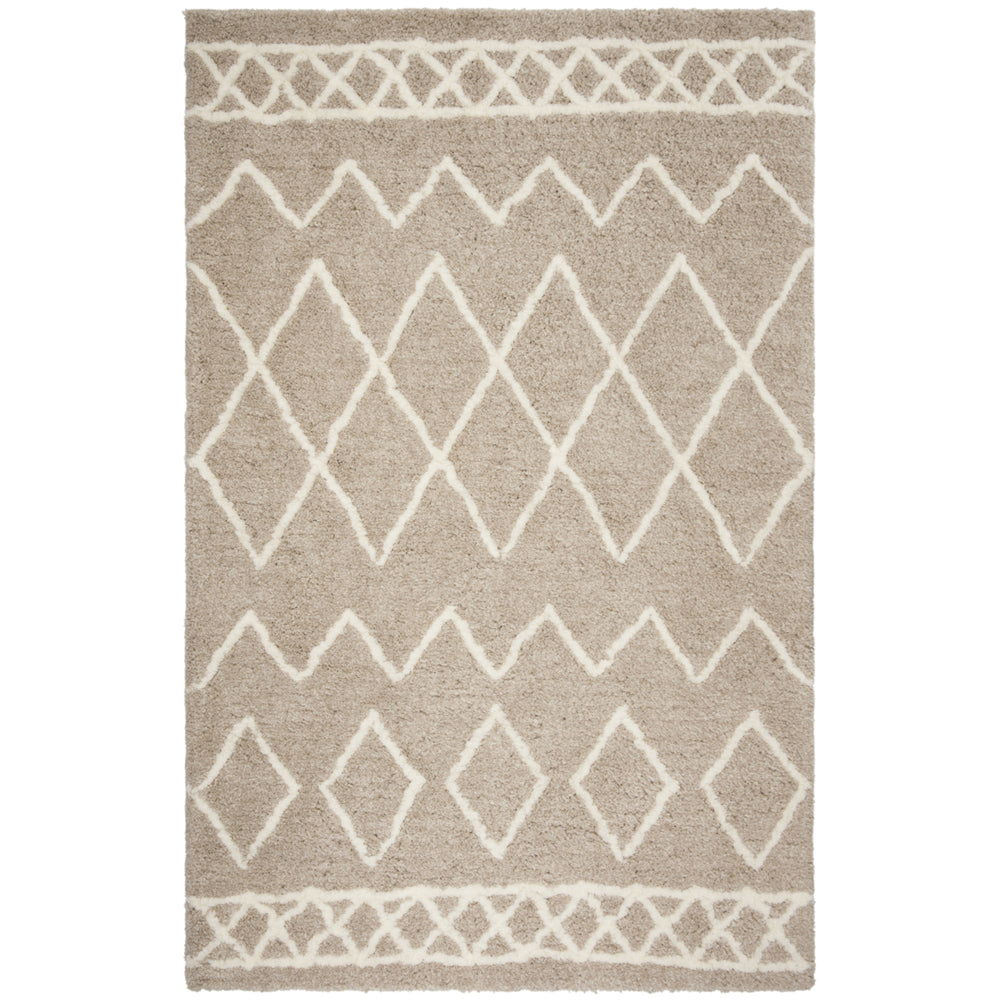 SAFAVIEH Equinox Shag EQS711B Handmade Beige / Ivory Rug Image 2