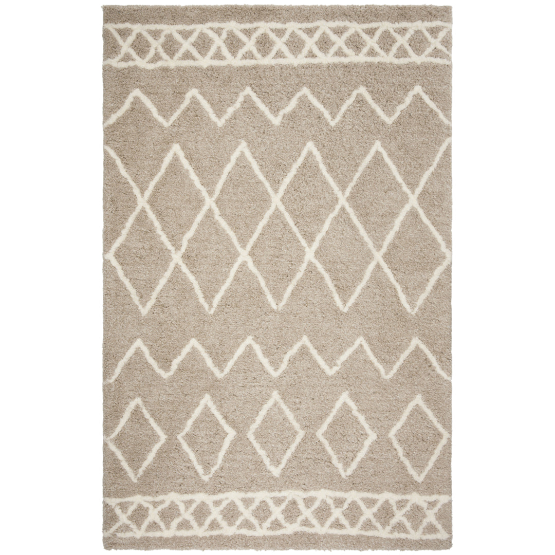 SAFAVIEH Equinox Shag EQS711B Handmade Beige / Ivory Rug Image 2